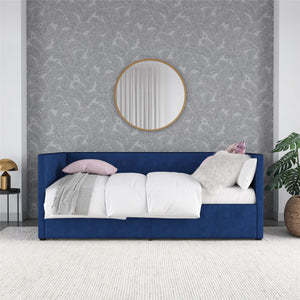 Novogratz Arliss Modern Tuxedo Daybed with Storage - Indigo Blue - Twin