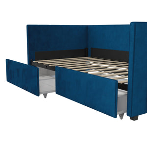 Novogratz Arliss Modern Tuxedo Daybed with Storage - Indigo Blue - Twin