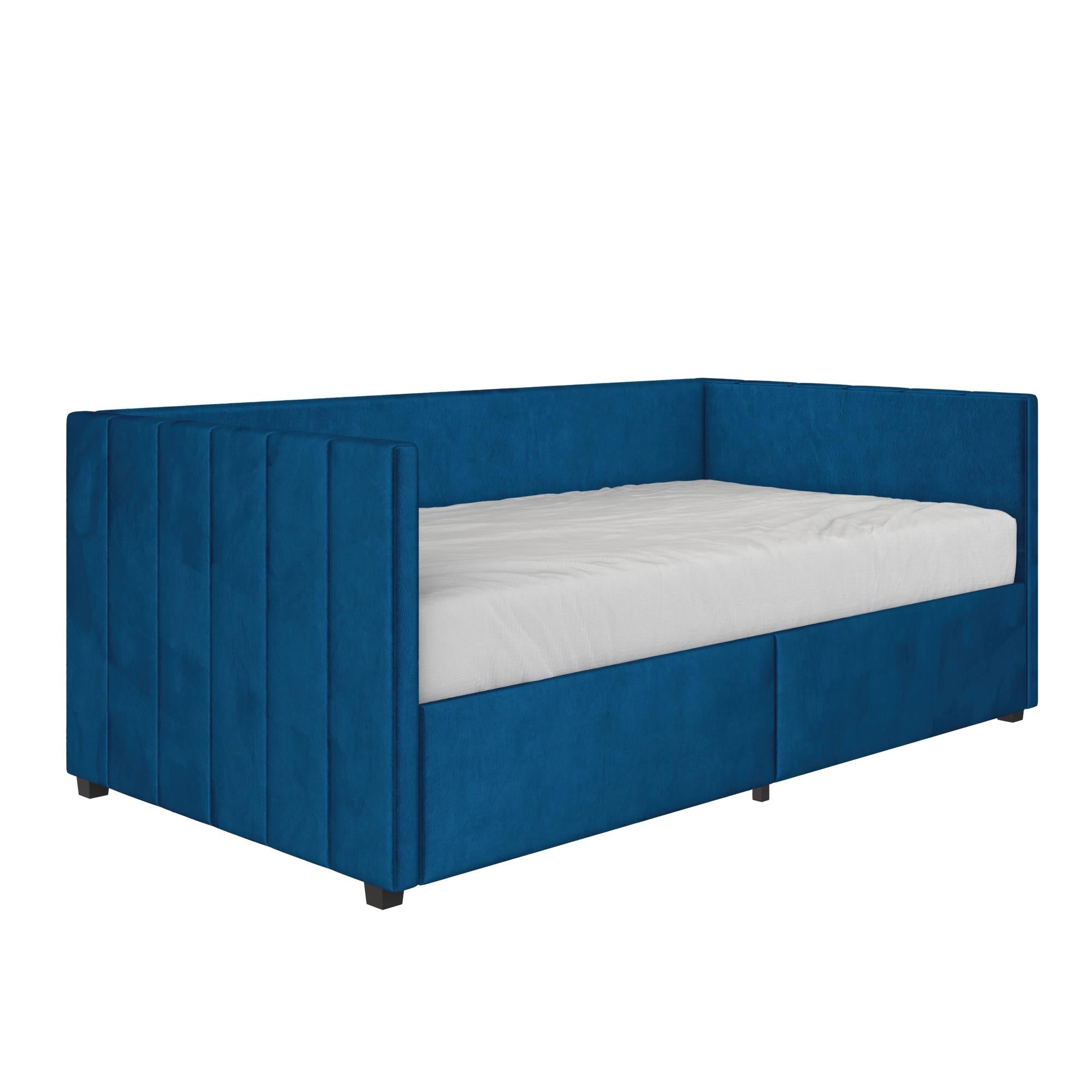Novogratz Arliss Modern Tuxedo Daybed with Storage - Indigo Blue - Twin