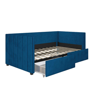 Novogratz Arliss Modern Tuxedo Daybed with Storage - Indigo Blue - Twin