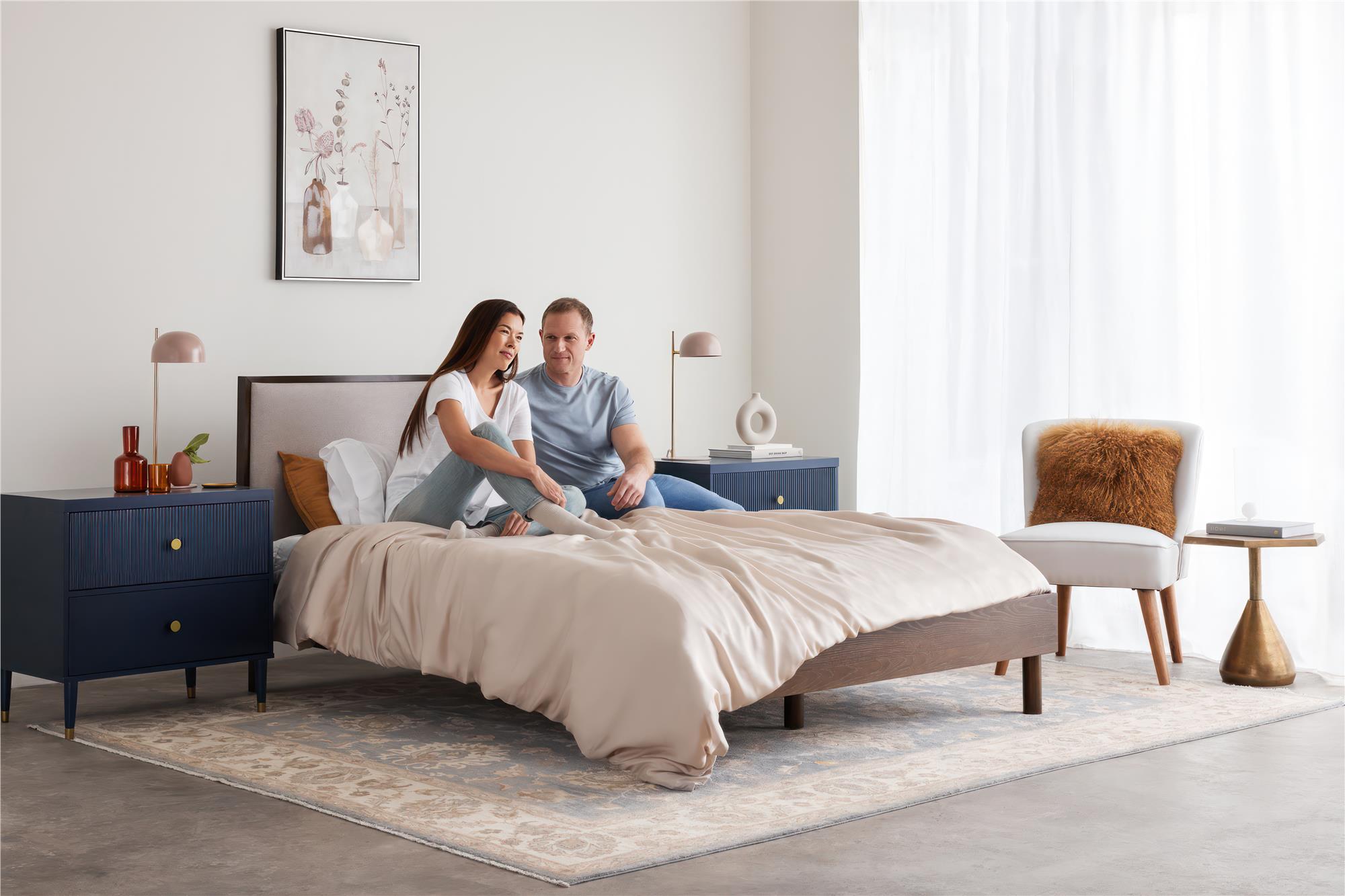 DHP Cologne Wood Bed Frame with Upholstered Headboard - Walnut - Queen