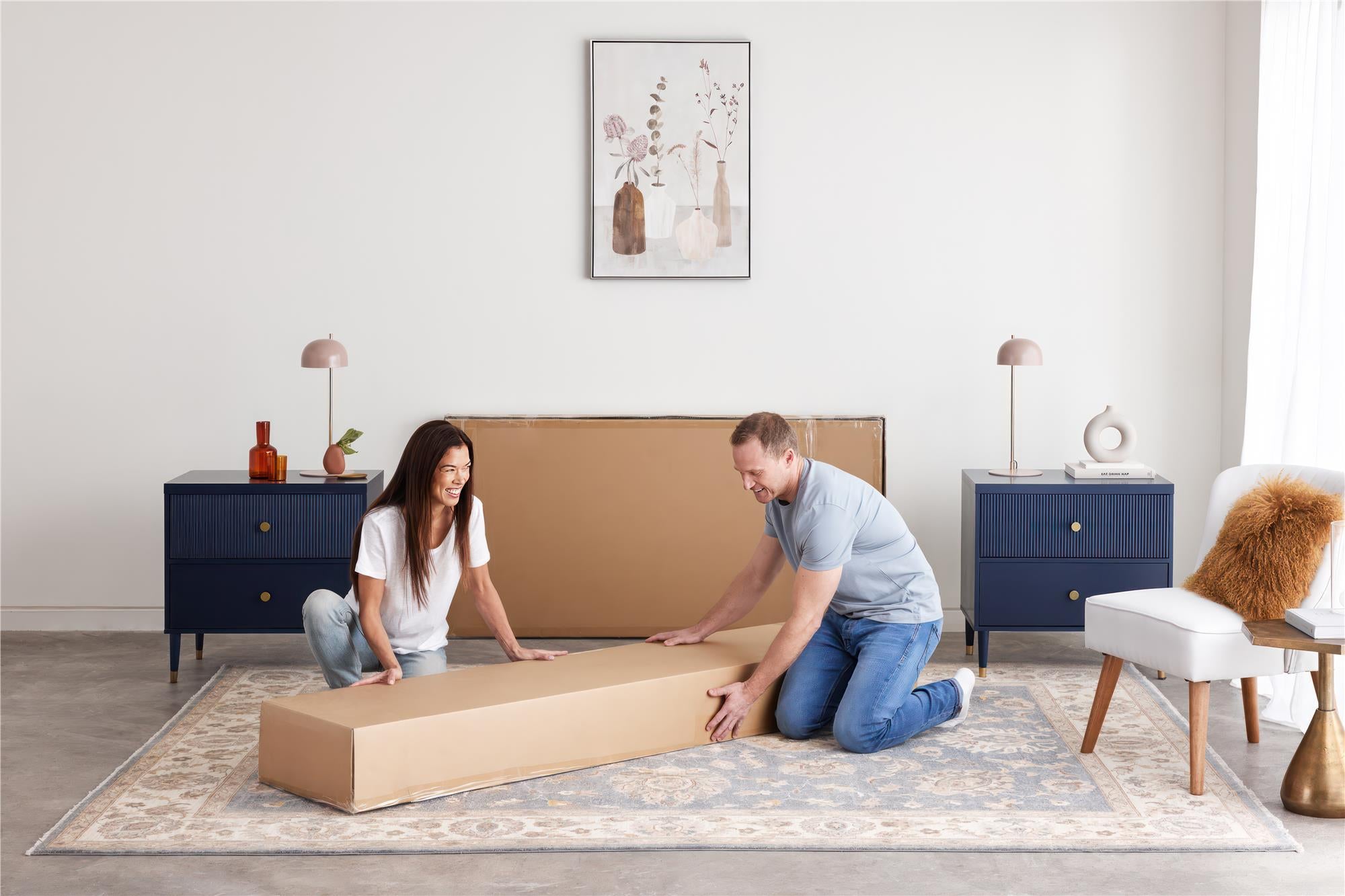 DHP Cologne Wood Bed Frame with Upholstered Headboard - Walnut - Queen