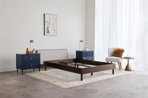 DHP Cologne Wood Bed Frame with Upholstered Headboard - Walnut - Queen