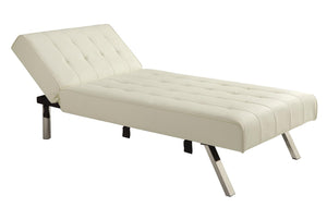 DHP Emily Chaise Lounger Chair - Vanilla Faux Leather
