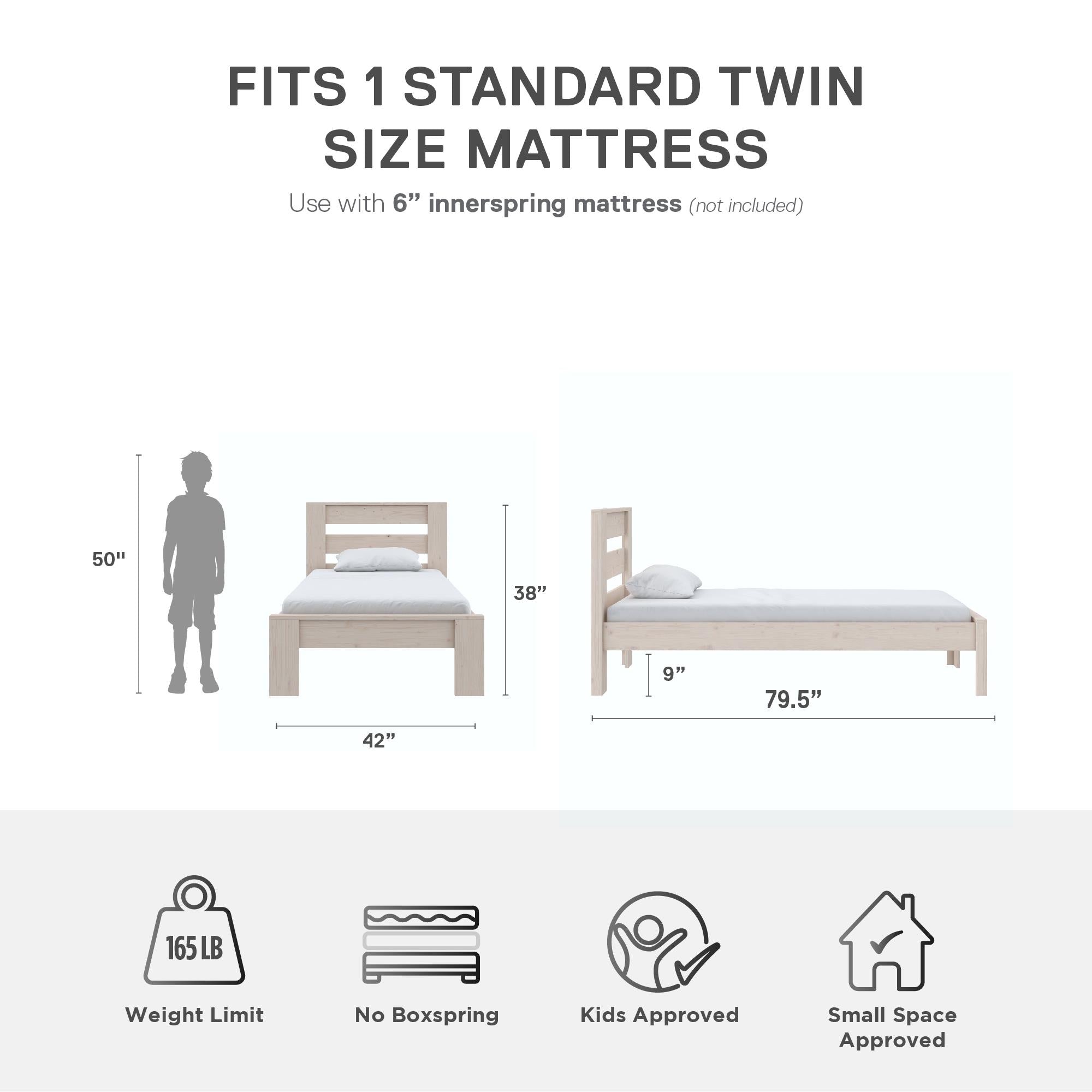 DHP Jaymee Kids' Wood Bed Frame - Sandy Pine - Twin