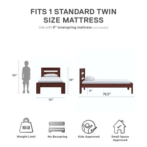 DHP Jaymee Kids' Wood Bed Frame - Deep Walnut - Twin