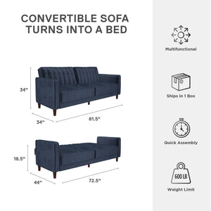 DHP Pin Tufted Futon Sofa Bed - Blue