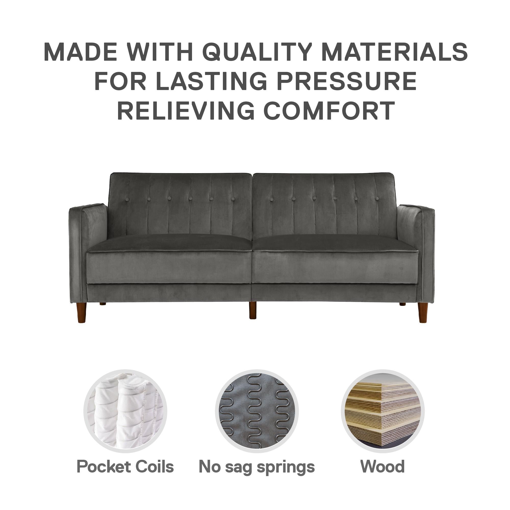 DHP Pin Tufted Futon Sofa Bed - Dark Gray