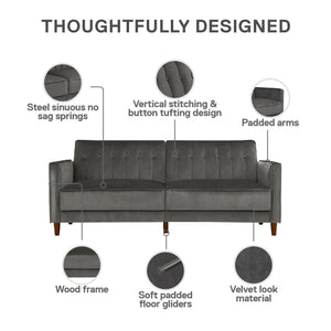 DHP Pin Tufted Futon Sofa Bed - Dark Gray