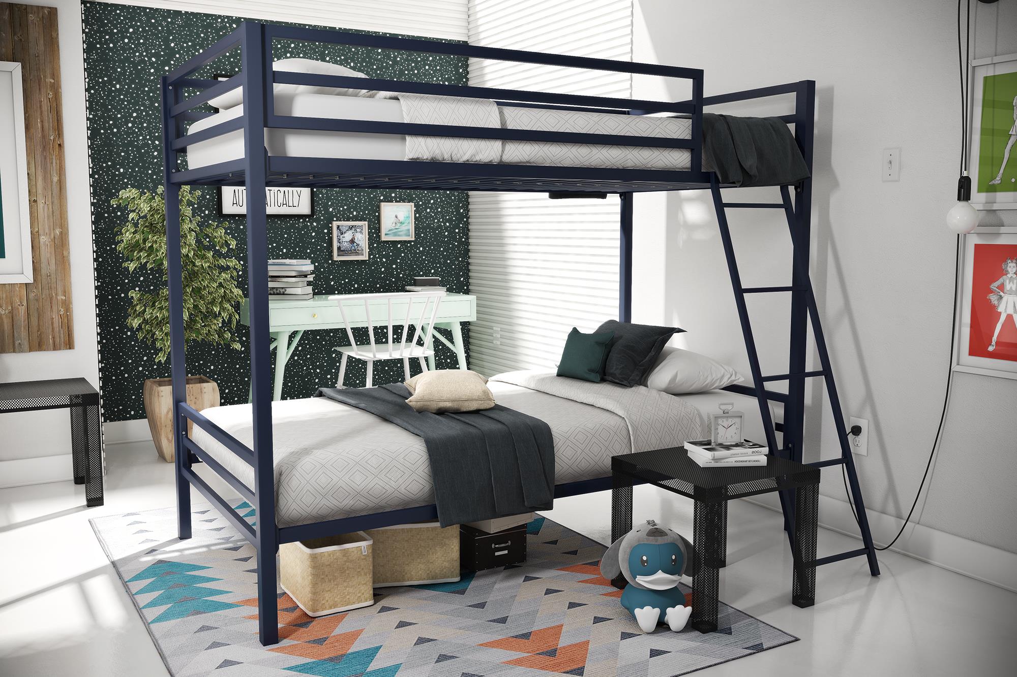 Novogratz Maxwell Metal Bunk Bed - Navy - Twin-Over-Twin