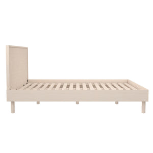 DHP Cologne Wood Bed Frame with Wood Headboard - Light Oak - Queen