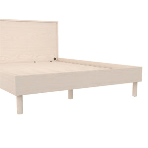 DHP Cologne Wood Bed Frame with Wood Headboard - Light Oak - Queen