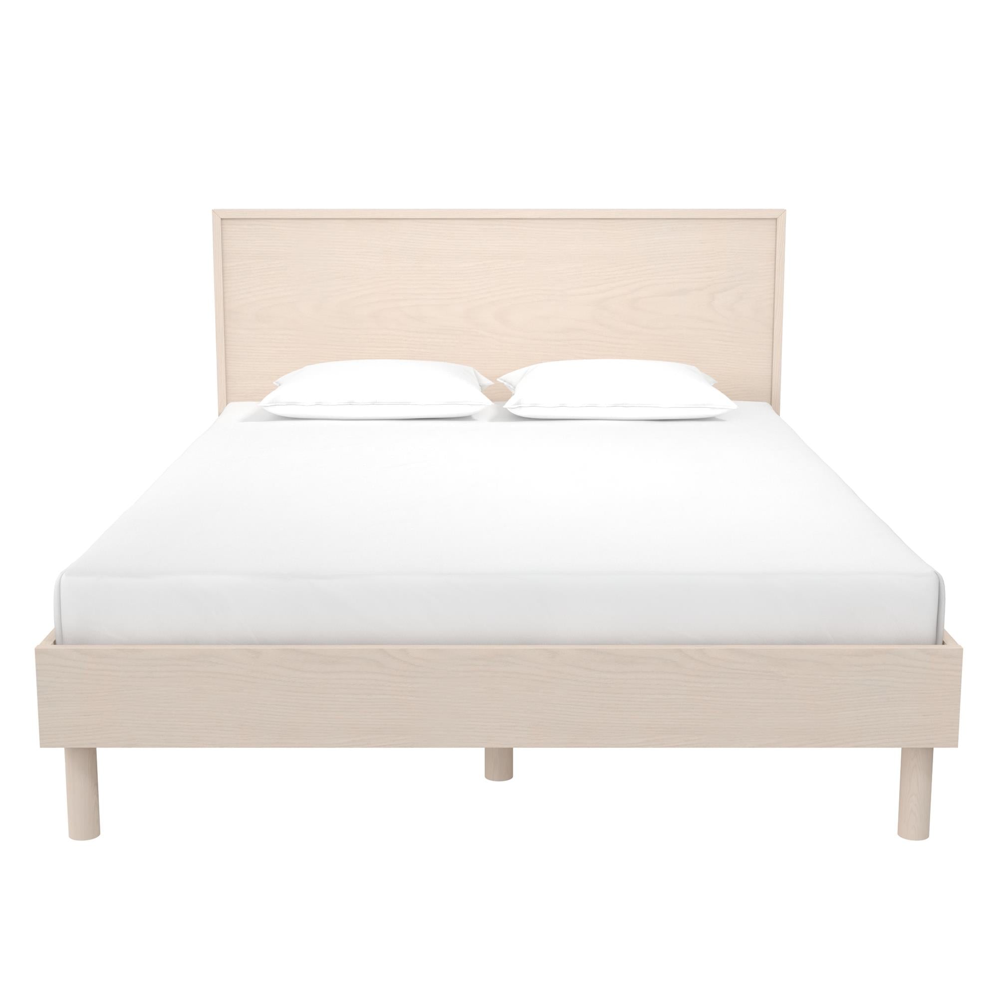 DHP Cologne Wood Bed Frame with Wood Headboard - Light Oak - Queen