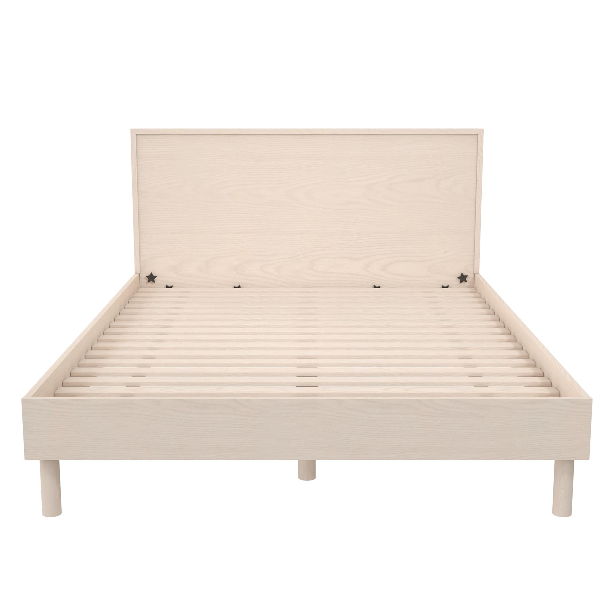 DHP Cologne Wood Bed Frame with Wood Headboard - Light Oak - Queen