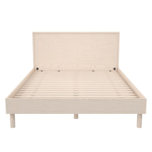 DHP Cologne Wood Bed Frame with Wood Headboard - Light Oak - Queen