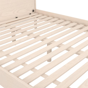 DHP Cologne Wood Bed Frame with Wood Headboard - Light Oak - Queen