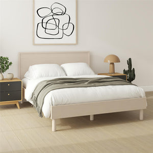 DHP Cologne Wood Bed Frame with Wood Headboard - Light Oak - Queen