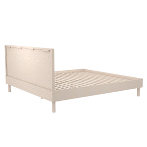 DHP Cologne Wood Bed Frame with Upholstered Headboard - Light Oak - King