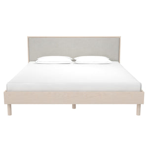 DHP Cologne Wood Bed Frame with Upholstered Headboard - Light Oak - King