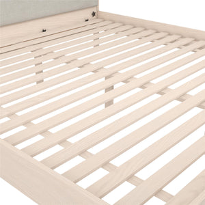 DHP Cologne Wood Bed Frame with Upholstered Headboard - Light Oak - King