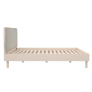 DHP Cologne Wood Bed Frame with Upholstered Headboard - Light Oak - King