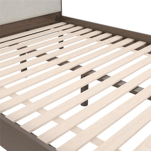 DHP Cologne Wood Bed Frame with Upholstered Headboard - Walnut - Queen