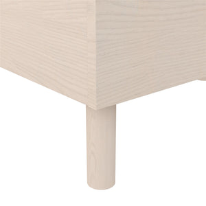 DHP Cologne Wood Bed Frame with Upholstered Headboard - Light Oak - Queen