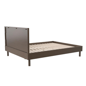 DHP Cologne Wood Bed Frame with Upholstered Headboard - Walnut - Queen