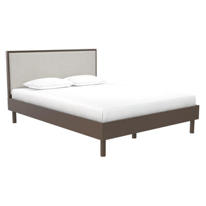 DHP Cologne Wood Bed Frame with Upholstered Headboard - Walnut - Queen