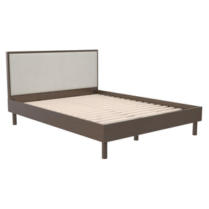 DHP Cologne Wood Bed Frame with Upholstered Headboard - Walnut - Queen