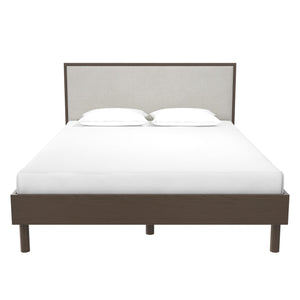 DHP Cologne Wood Bed Frame with Upholstered Headboard - Walnut - Queen