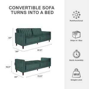 DHP Pin Tufted Futon Sofa Bed - Green