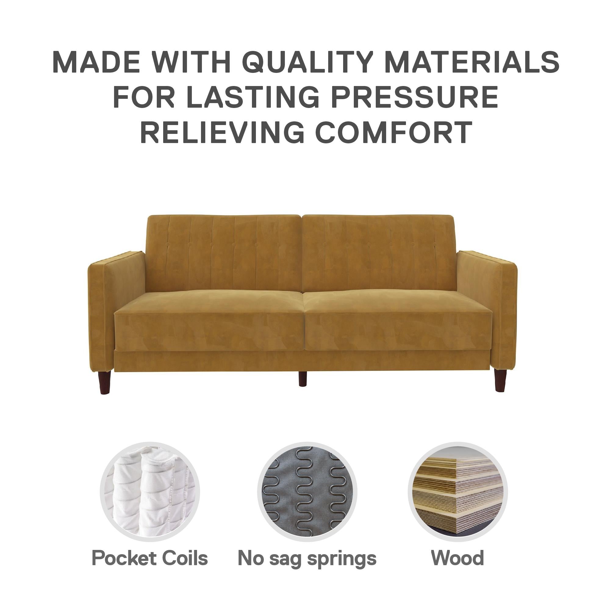 DHP Pin Tufted Futon Sofa Bed - Mustard