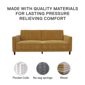 DHP Pin Tufted Futon Sofa Bed - Mustard