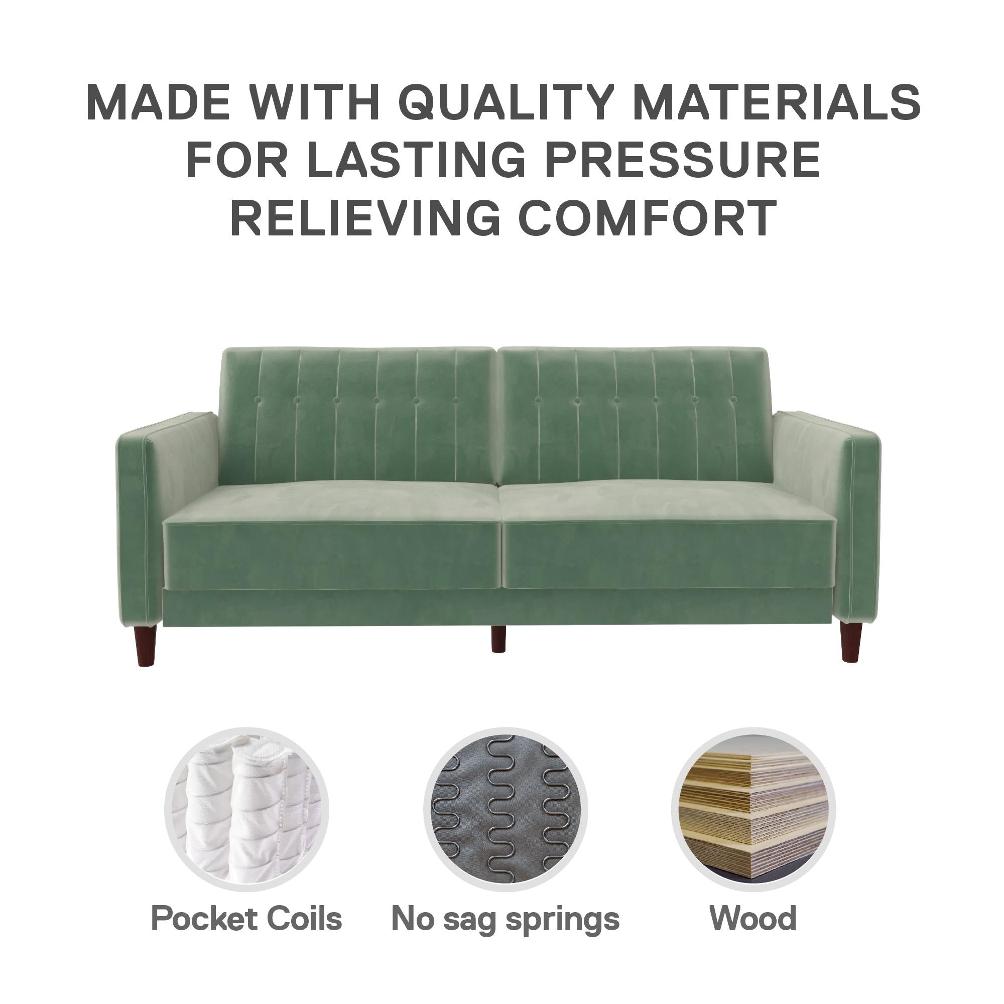 DHP Pin Tufted Futon Sofa Bed - Light Green
