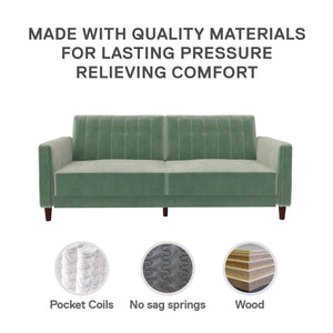 DHP Pin Tufted Futon Sofa Bed - Light Green