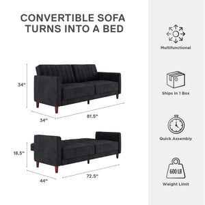 DHP Pin Tufted Futon Sofa Bed - Black