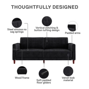 DHP Pin Tufted Futon Sofa Bed - Black