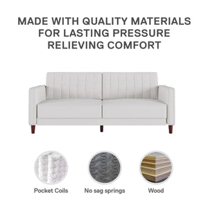 DHP Pin Tufted Futon Sofa Bed - White
