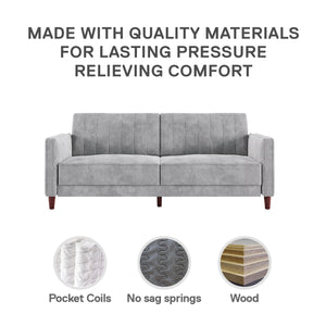 DHP Pin Tufted Futon Sofa Bed - Light Gray