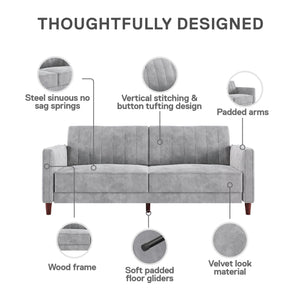 DHP Pin Tufted Futon Sofa Bed - Light Gray
