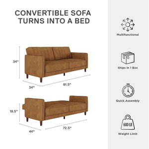 DHP Pin Tufted Futon Sofa Bed - Rust