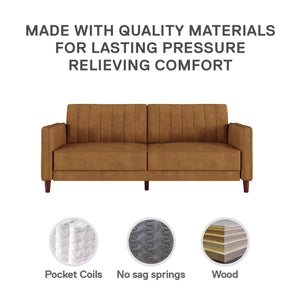 DHP Pin Tufted Futon Sofa Bed - Rust