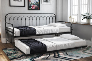 Novogratz Bright Pop Metal Daybed with Trundle - Black - Twin