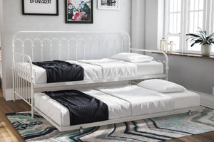 Novogratz Bright Pop Metal Daybed with Trundle - White - Twin