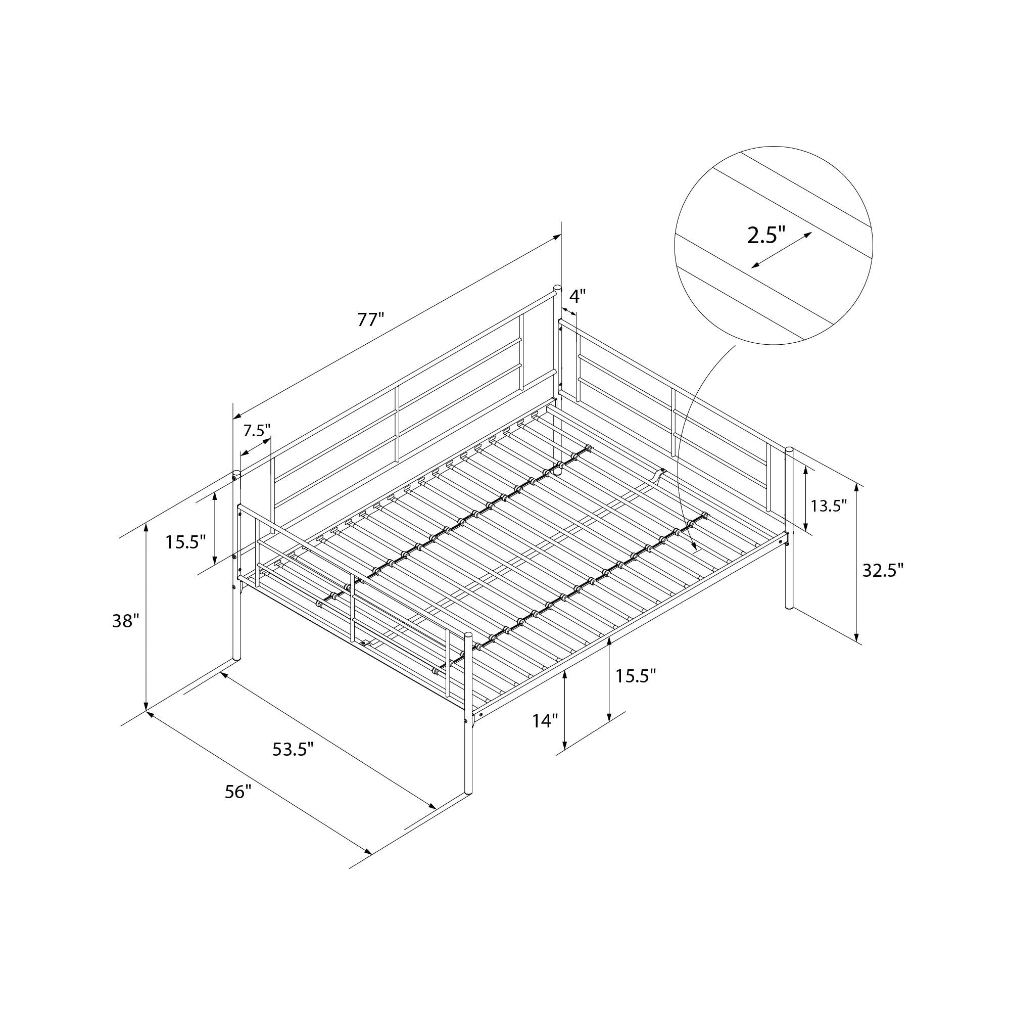 RealRooms Praxis Metal Daybed - Black - Full