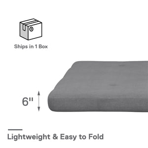 DHP Caddie 6" Futon Mattress - Light Gray - Full
