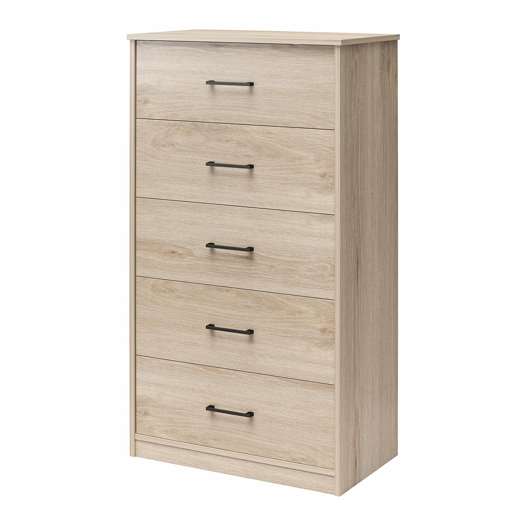 Ameriwood Home BrEZ Build Pearce Tall 5 Drawer Dresser - Blonde Oak - 5 Drawer