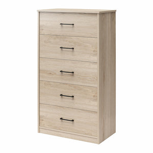 Ameriwood Home BrEZ Build Pearce Tall 5 Drawer Dresser - Blonde Oak - 5 Drawer