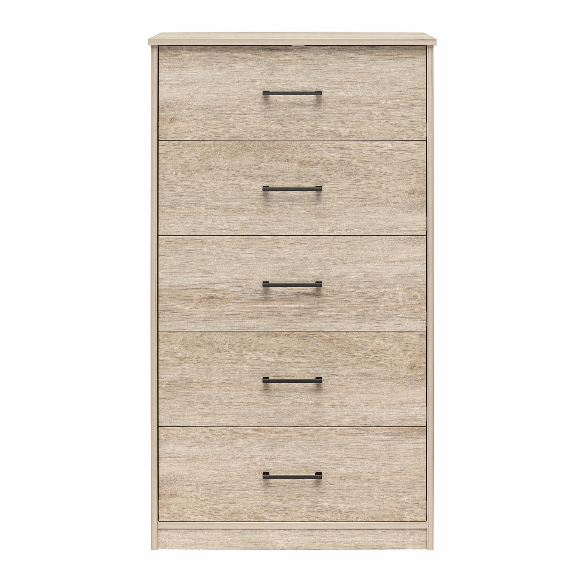 Ameriwood Home BrEZ Build Pearce Tall 5 Drawer Dresser - Blonde Oak - 5 Drawer